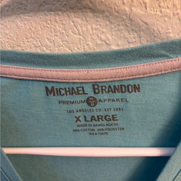 Michael Brandon Sky Blue V-Neck Men's Tee - Picture 2 of 3